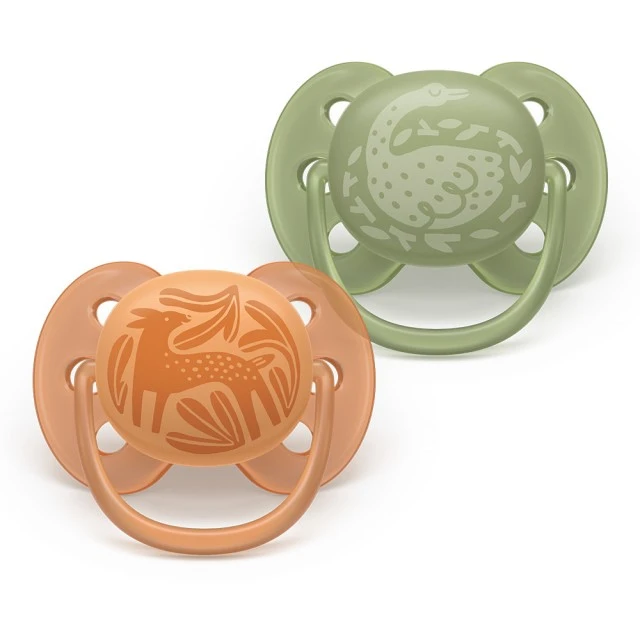 Σετ 2 ορθοδοντικών πιπίλων σιλικόνης Philips AVENT Ultra Soft SCF093/06, σε κουτί αποστείρωσης, φυτικής προέλευσης