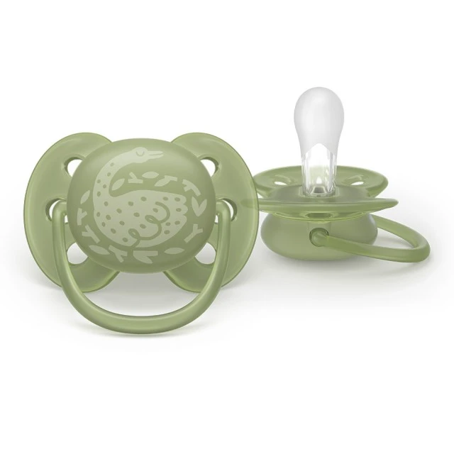 Σετ 2 ορθοδοντικών πιπίλων σιλικόνης Philips AVENT Ultra Soft SCF093/06, σε κουτί αποστείρωσης, φυτικής προέλευσης