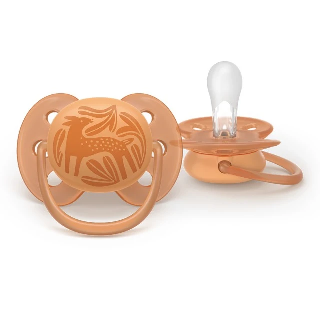 Σετ 2 ορθοδοντικών πιπίλων σιλικόνης Philips AVENT Ultra Soft SCF093/06, σε κουτί αποστείρωσης, φυτικής προέλευσης