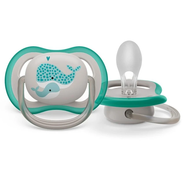 Σετ των 2 ορθοδοντικές πιπίλες Philips AVENT SCF349/24 Ultra Air 18m+, ουδέτερα χρώματα με διακόσμηση Kit, σε κουτί αποστείρωσης