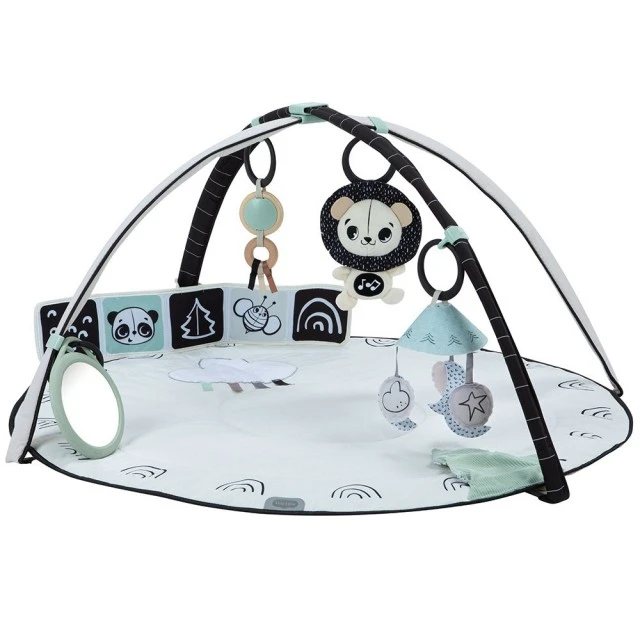 Active Gymnastics Tiny Love Developmental Gymini από τη σειρά Black&White Décor με στρογγυλό χαλάκι διαμέτρου 90 cm, ρυθμιζόμενες καμάρες και μια επιλογή από 5 παιχνίδια, 0m+