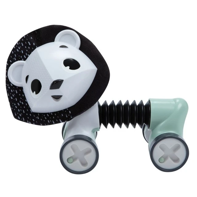 Κυλιόμενο παιχνίδι George the lion από τη σειρά Black&White Décor, με εύκαμπτο σώμα και περιστρεφόμενο κεφάλι, 3m+