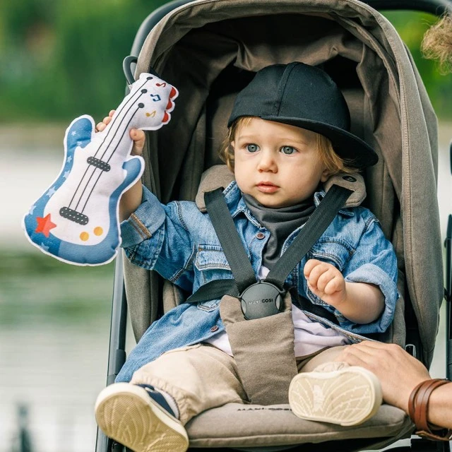 Συλλογή Tiny Rockers Soft Textile Μουσική Παιχνίδι Κιθάρα με καρότσι Κλιπ Music Box με 5 Ροκ εν Ρολ μελωδίες 0m+