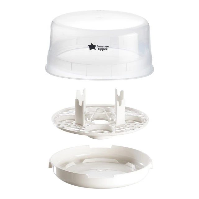 Αποστειρωτής ατμού μικροκυμάτων Tommee Tippee Micro Steri, με συμπεριλαμβανόμενη ορθοδοντική πιπίλα 0-6m