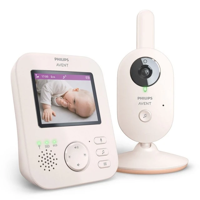 Ψηφιακή βιντεοενδοεπικοινωνία Philips AVENT Advanced SCD881/26 με έγχρωμη οθόνη 2.8, 2 x Zoom, νυχτερινή όραση, διπλή ομιλία, 6 απαλά νανουρίσματα, Coral/Cream