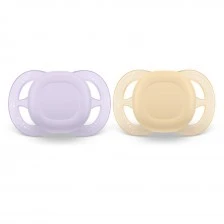 Σετ των 2 ορθοδοντικές πιπίλες για νεογέννητα Philips AVENT SCF075/01 Ultra Start 0-2m, σε πορτοκαλί και μωβ, σε κουτί αποστείρωσης
