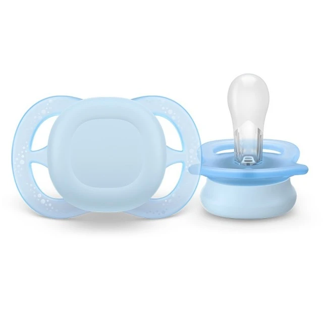 Σετ των 2 ορθοδοντικές πιπίλες για νεογνά Philips AVENT SCF075/02 Ultra Start 0-2m, σε μπλε και πράσινο, σε κουτί αποστείρωσης