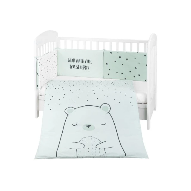Βρεφικό σετ κρεβατιού 2 τεμαχίων EU style 70/140 Bear with me Mint