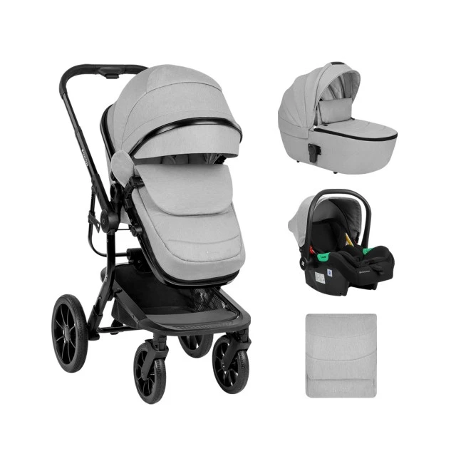Συνδυασμένο καρότσι 3 σε 1 με σκληρό καλάθι Irene Light Grey 2024