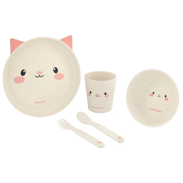 Σετ τροφοδοσίας μπαμπού Cat Pink