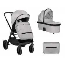 Συνδυασμένο καρότσι 2 σε 1 με καλάθι για νεογέννητο Tiffany Light Grey 2024