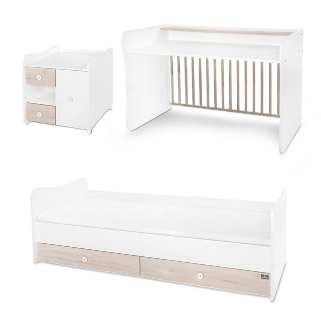 Κρεβάτι Minimax 190/72 χρώμα λευκό/ανοιχτό δρυ καινούργιο