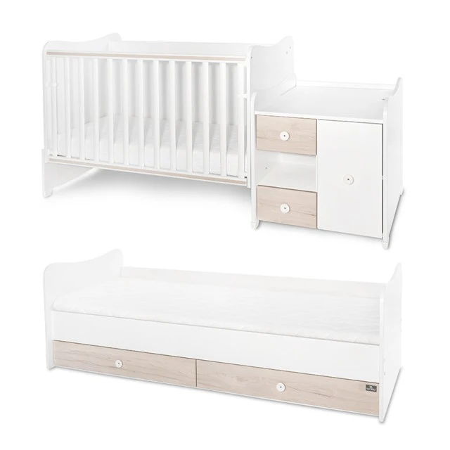 Κρεβάτι Minimax 190/72 χρώμα λευκό/ανοιχτό δρυ καινούργιο