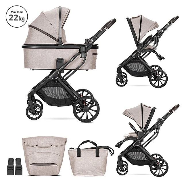Βρεφικό καρότσι GLORY 2in1 BEIGE+adapters με πορτ-μπεμπέ
