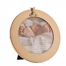 Κορνίζα φωτογραφιών Widdop Bambino επιχρυσωμένη στρογγυλή με διακόσμηση αρκουδάκι - Teddy