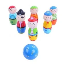 Bigjigs - Ξύλινο μίνι μπόουλινγκ Πειρατές