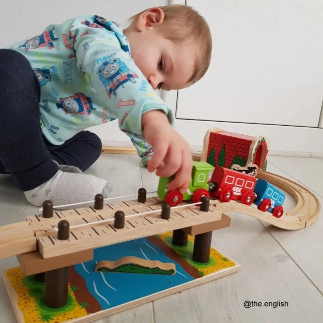 Bigjigs Επέκταση για τρένο με ράγες - Σαφάρι σχοινένια γέφυρα