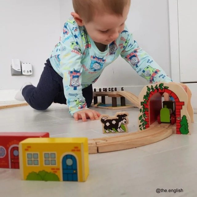 Bigjigs Επέκταση για τρένο με ράγες - Σαφάρι σχοινένια γέφυρα