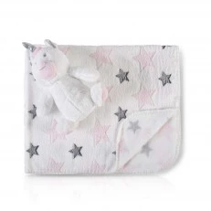 Βρεφική κουβέρτα 90/75 cm με παιχνίδι Unicorn Stars