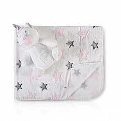 Βρεφική κουβέρτα 90/75 cm με παιχνίδι Unicorn Stars