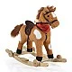 Rocking Plush Horse Thunder Khaki Wheels