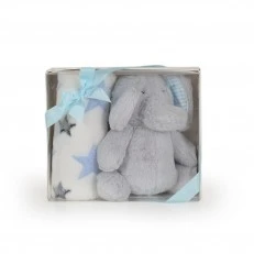 Βρεφική κουβέρτα 90/75 cm με παιχνίδι Elephant blue