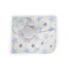 Βρεφική κουβέρτα 90/75 cm με παιχνίδι Elephant blue