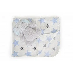Βρεφική κουβέρτα 90/75 cm με παιχνίδι Elephant blue