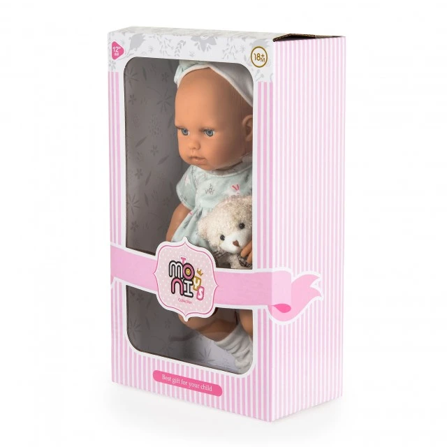 Κούκλα 30 cm Lovely Baby με μέντα φόρεμα LS1255