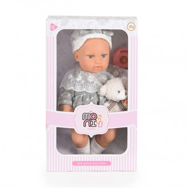 Κούκλα 30 cm Lovely Baby με γκρι φόρεμα LS1255-11