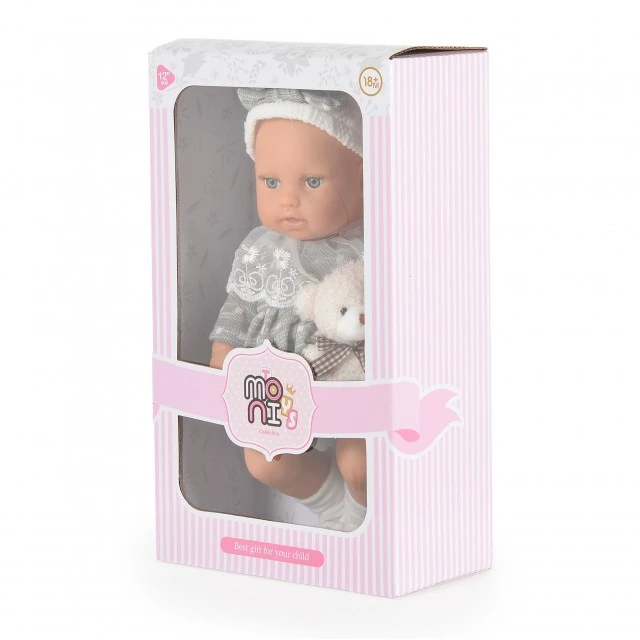 Κούκλα 30 cm Lovely Baby με γκρι φόρεμα LS1255-11