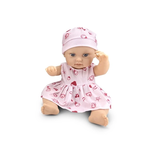 Κούκλα 30 cm Bear & Baby με ροζ φόρεμα LS1255-7