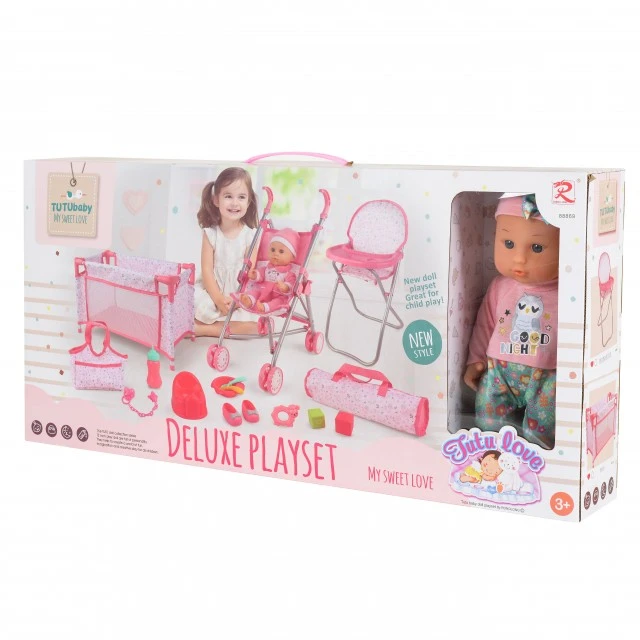 Κούκλα 36cm ροζ σετ 88869
