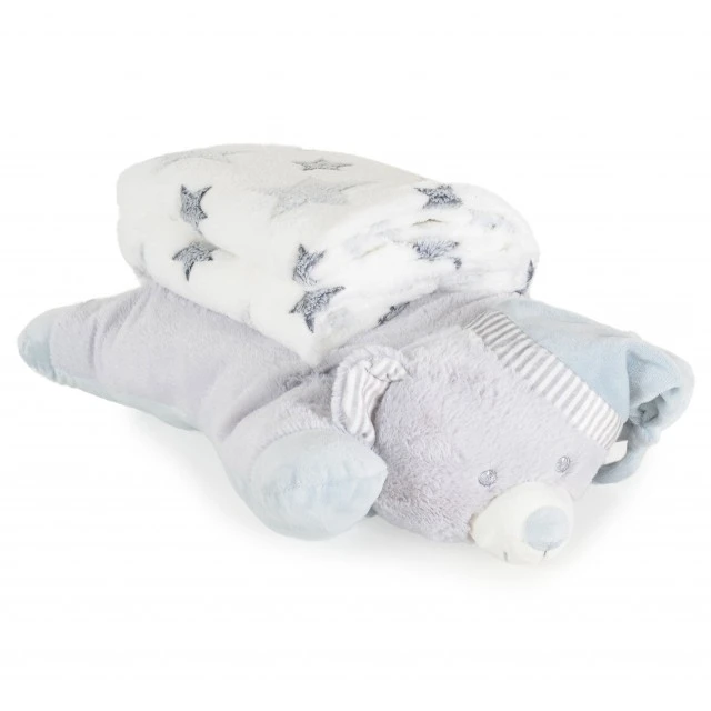 Κουβέρτα 90/75 cm με μαξιλάρι Sleepy Bear γκρι