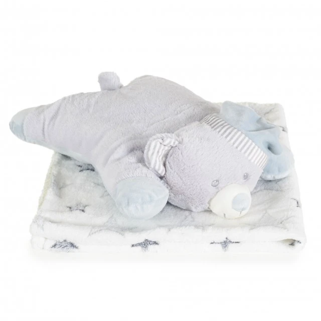 Κουβέρτα 90/75 cm με μαξιλάρι Sleepy Bear γκρι