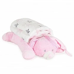 Κουβέρτα 90/75 cm με μαξιλάρι Sleepy Bear ροζ
