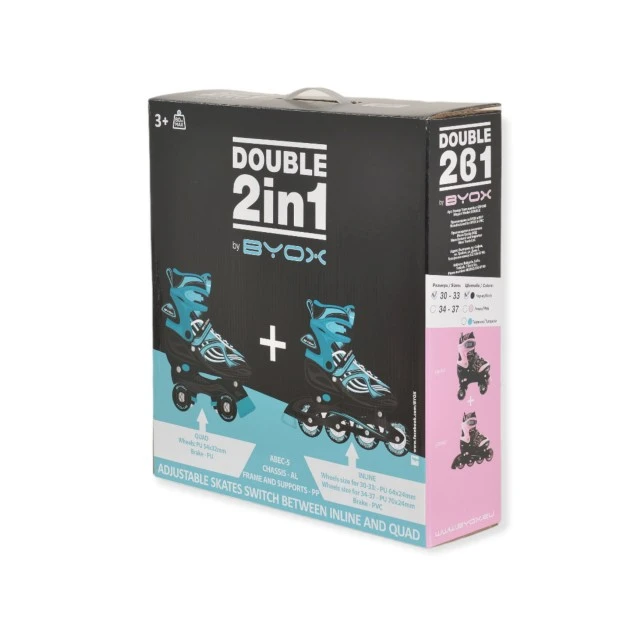Πατίνια Double 2in1 τυρκουάζ M-(34-37)