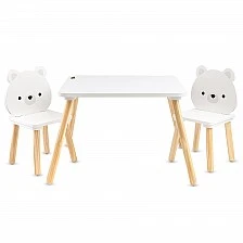 Ξύλινο τραπέζι με 2 καρέκλες White Bears