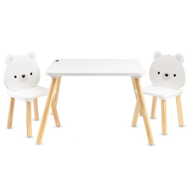 Ξύλινο τραπέζι με 2 καρέκλες White Bears