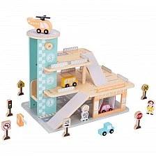 Ξύλινο γκαράζ αυτοκινήτων με πλυντήριο αυτοκινήτων Ηλικία: 2+ Μέγεθος: 29,5x42,5x35 εκ.