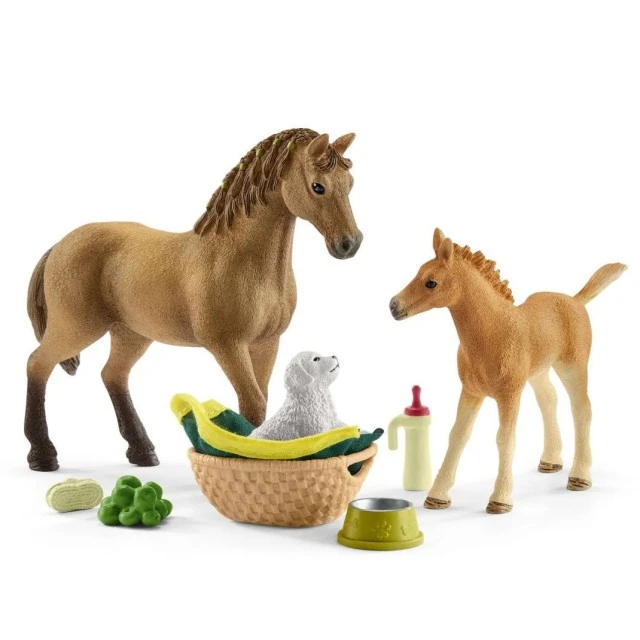 Σετ φοράδα με πουλάρι και παιδί, Schleich Ηλικία: 3+ Μέγεθος: 19x14.5x6 εκ.