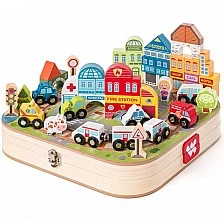 Σετ ξύλινων κατασκευών σε κουτί Η Πόλη, 57 τεμάχια Ηλικία: 2+ Αριθμός τεμαχίων: 57