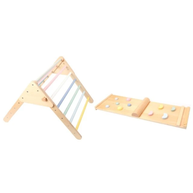 Σετ Τριγώνων Montessori Pickler με Σανίδα Ισορροπίας 2 σε 1 Παστέλ Ηλικία: 1+