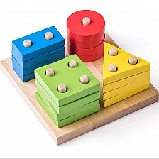 Ξύλινο παιχνίδι με σπάγκο Σχήματα και χρώματα Ηλικία: 2+ Αριθμός κομματιών: 17