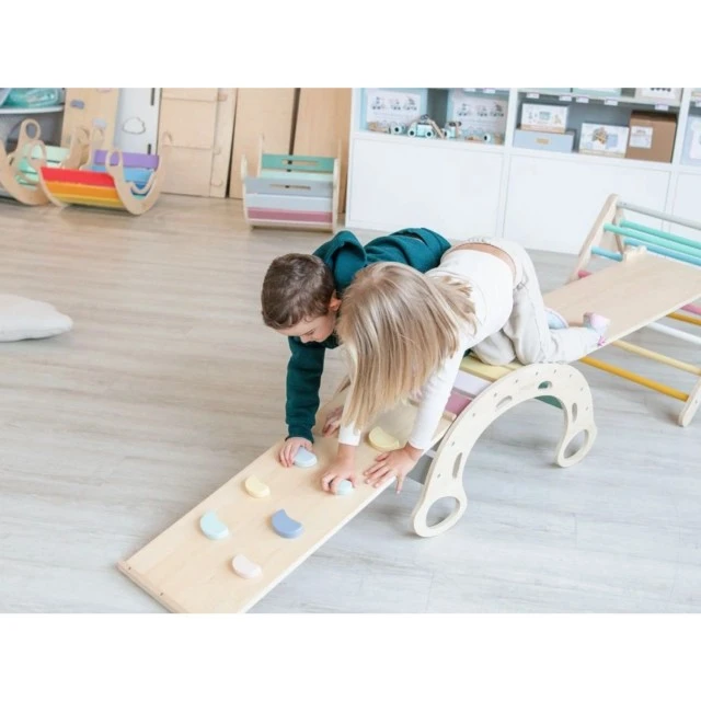 Ξύλινη κούνια Montessori 5 σε 1 με σανίδα 2 σε 1 Ηλικία: 1+