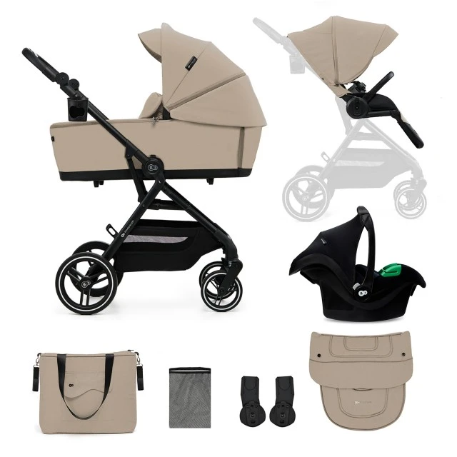 Παιδικό καρότσι Kinderkraft YOXI 3 σε 1, χρώμα άμμου, μπεζ