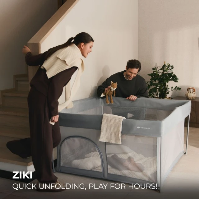 Παιδικό παρκοκρέβατο Kinderkraft ZIKI ΓΚΡΙ