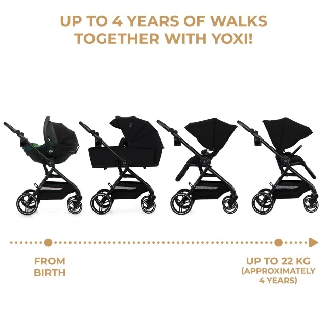 Παιδικό καρότσι Kinderkraft YOXI 3 σε 1 PURE BLACK