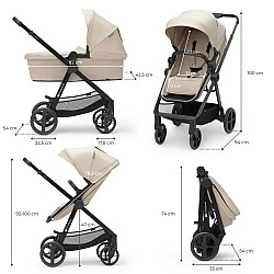 Καρότσι μωρού Kinderkraft NEWLY 4 σε 1 SAND ΜΠΕΖ