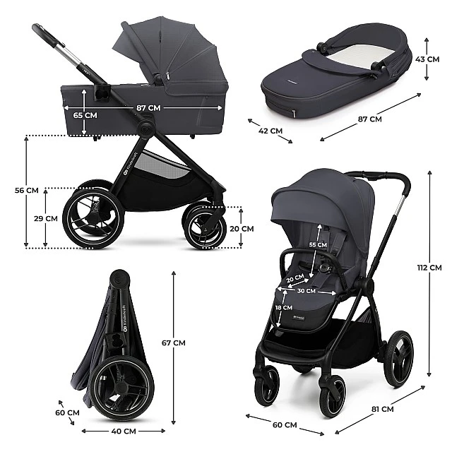 Καρότσι μωρού KinderKraft 2in1 NEA 2.0 DEEP GRAY